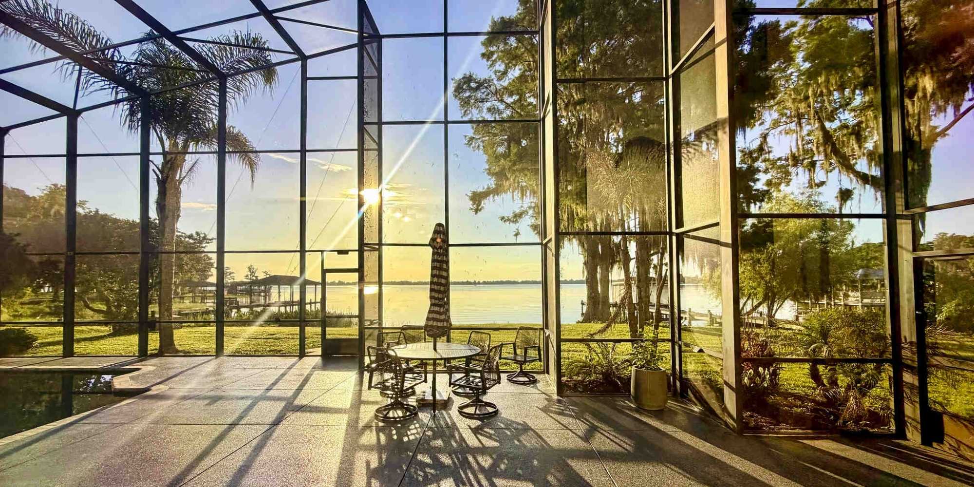 Lanai Sunset At A Luxury Rehab Florida / Pool Area - Luxoria Recovery